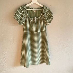 Madewell Jacquard Puff Sleeve Mini Dress in Gingham